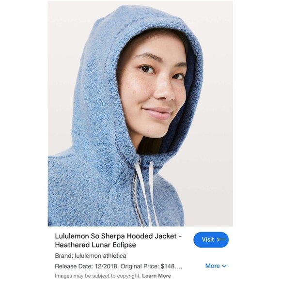 Lululemon So Sherpa Lunar Eclipse Periwinkle Blue Full Zip Hooded Jacket Size 12 - Picture 14 of 15